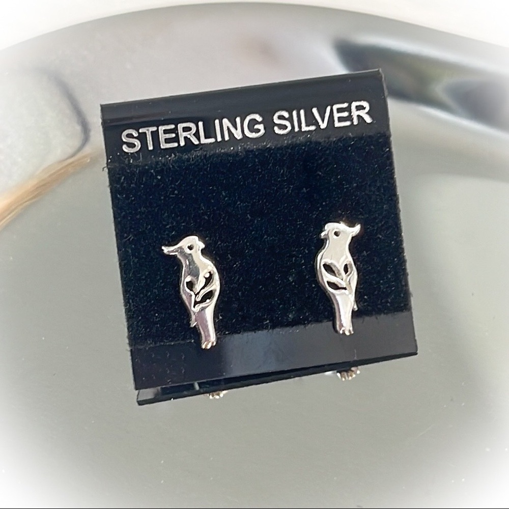 💕Super Cute Sterling Silver Leaf in Parrot Earrings💕